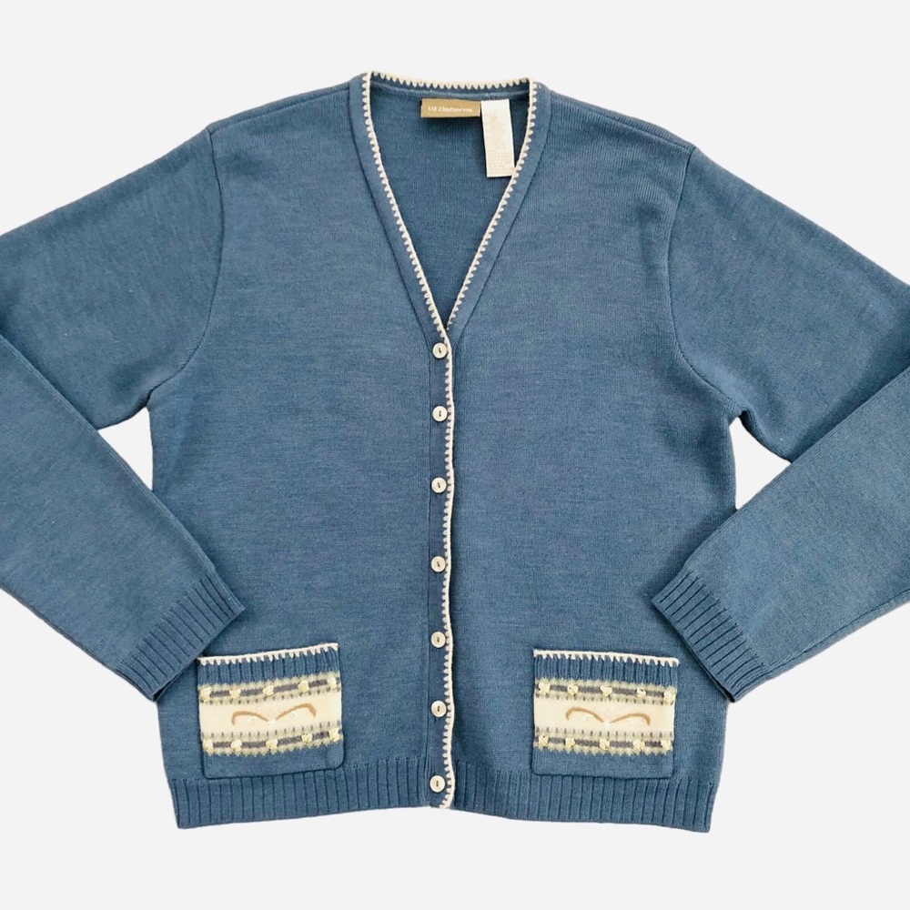 Vintage Liz Claiborne Cardigan Size Large Wool Blend Boho 80s 90s Grandma core